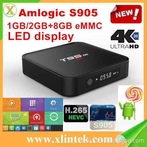 T95M Amlogic S905 ott TV Box Android 5.1 Quad-core 2GB/8GB WiFi BT4.0 H.265 Kodi 16.0 preinstalled 4K Media player